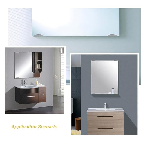 WJUAN Spiegelhalterung Wand 4 Stück – Höhenverstellbare Spiegelbefestigung mit Kork für 4-6mm schwere Spiegel bis 20kg – Spiegelklammern & Spiegelaufhängung Set für Bad & Zimmer