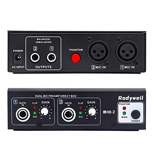 Rodyweil Microphone Preamp Mic Booster 4 Input Max