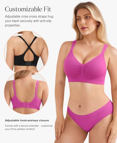 Image of Popilush Wireless Bras for Women Seamless Supportive Bra Full Coverage Comfortable Bralettes with Wide Strap