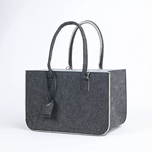 Kobolo Filzkorb Groß 42x30x22 Cm – Klappbarer Einkaufskorb Aus Filz, Grau-grün, Bis 10 Kg Belastbar