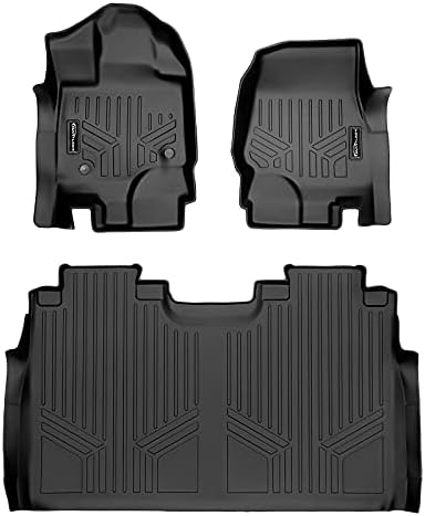MAXLINER Custom Fit Floor Mats 2 Row Liner Set Black Compatible with 2015-2022 Ford F-150 SuperCrew Cab with 1st Row Bucket Seats