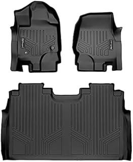 SMARTLINER Custom Fit Floor Mats 2 Row Liner Set Black Compatible with 2015-2022 Compatible with Ford F-150 SuperCrew Cab with 1st Row Bucket Seats