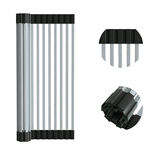 Roll Up Dish Drying Rack, Hibbent Over The Sink Dish Drying Rack, Compact Kitchen Roll up Sink Plate Drying Rack, Portable Dish Rack Dish Drainer, Foldable Stainless Steel Dish Rack (17.5'' x 13'')
