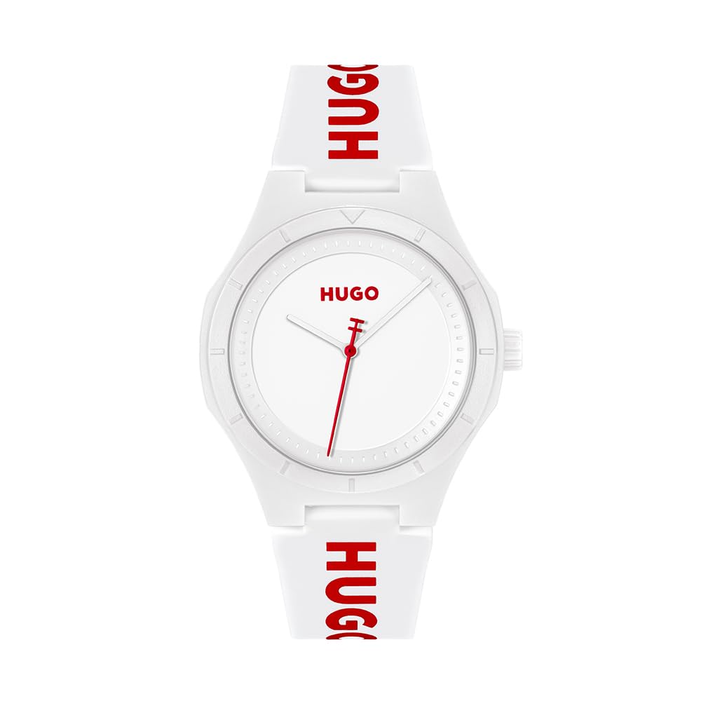 HUGO #LIT Men's White Dial White Silicone Watch