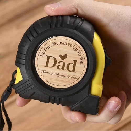 crayfomo Personalized Gifts for Dad Men Custom Tape Measure with Names Tool Gifts Woodworker Gifts Carpenter Gifts No One Measures Up to You