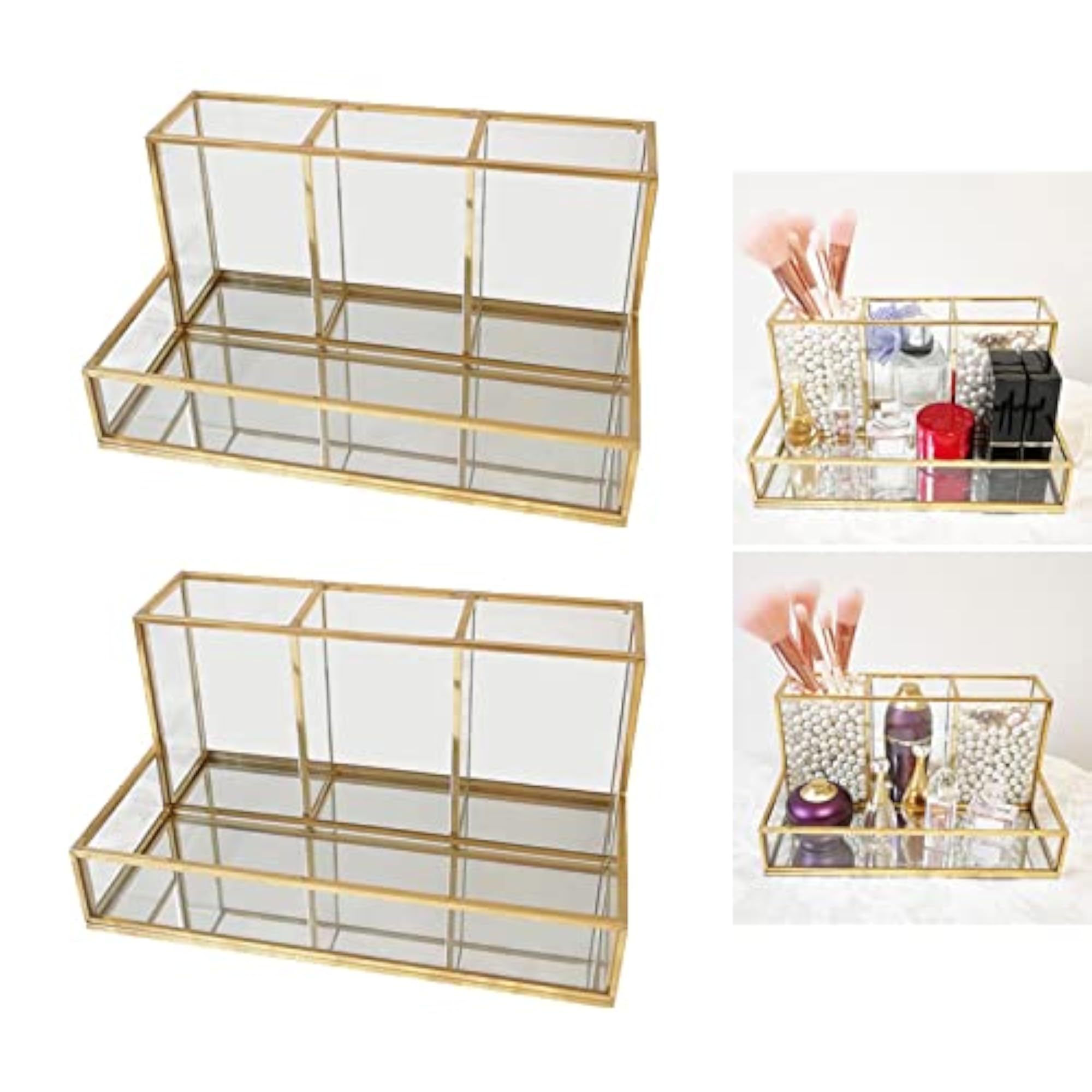 2Pcs Cosmetic Case Jewelry Organizer Holder
