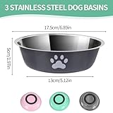 Hundenapf Edelstahl, 3 Stück Hund Napf Futternapf Wassernapf Hundeschüssel Fressnapf Set mit Rutschfestem Gummi für Kleine Hunde Katzen (860ml)