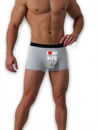 Men's Funny Love My Wife Seamless Boxer Briefs Breathable Stretch Fabric Comfortable and Supportive for Running and Gym3