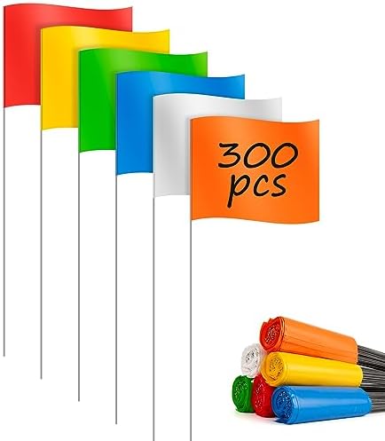 Amazon.com : 300 Pack Marking Flags for Lawn, IKAYAS 4 * 5 Inch PVC on ...