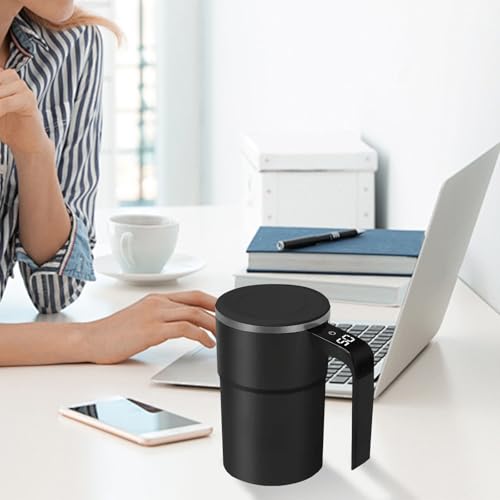 Self Stirring Mug Automatic Coffee Grinder, Electric Mixing Cup with Magnetic Stirrer, Rechargeable Mixer Cup with Temperature Display, Portable Stirring Mugs for Coffee, Milk, Cocoa (Black-2) - Image 6
