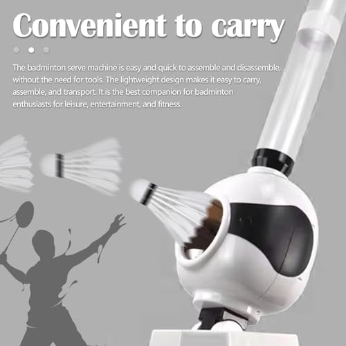 Badminton Aufschlagmaschine, Badminton Trainingsmaschine mit 6 Badminton Tragbare Federball Aufschlagmaschine mit Badminton Ballmaschine für Solotraining Fangbohrer Smash-Training, 15 Ballkapazität