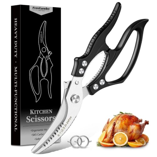 Freelander Poultry Shears Heavy Duty Kitchen Scissors, Meat Scissors, Black