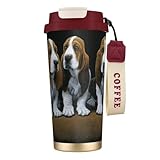 Diseño ergonómico: con un cuerpo cónico y una boca de 9 cm de ancho, este bonito vaso de café con estampado de cachorros de Basset Hound ofrece un agarre cómodo. La correa de muñeca de nailon incluida añade portabilidad y durabilidad.