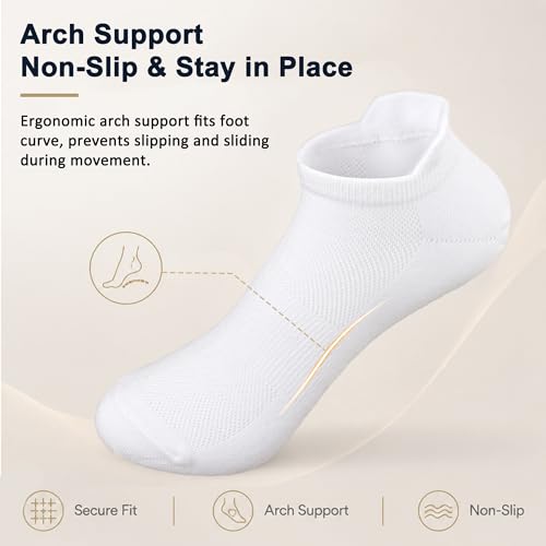 Image of Ankle Socks for Women Thin Breathable Mesh Athletic Socks, Moisture Wicking Low Cut Heel Tab, 6 Pairs