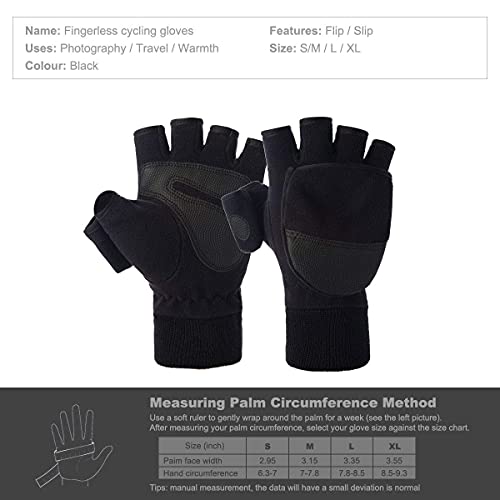 Miniduo Outdoor Gloves Convertible Mittens Flip Fleece Fingerless Gloves [Windproof] For Men&Women Fishing, Cycling, Running In Cold Weather #TOP6