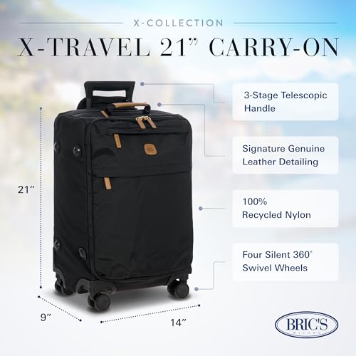 Bric's X Travel - Carry-On Luggage Bag with Spinner Wheels - 21 Inch - Luxury Luggage Bag - Black - Image 3