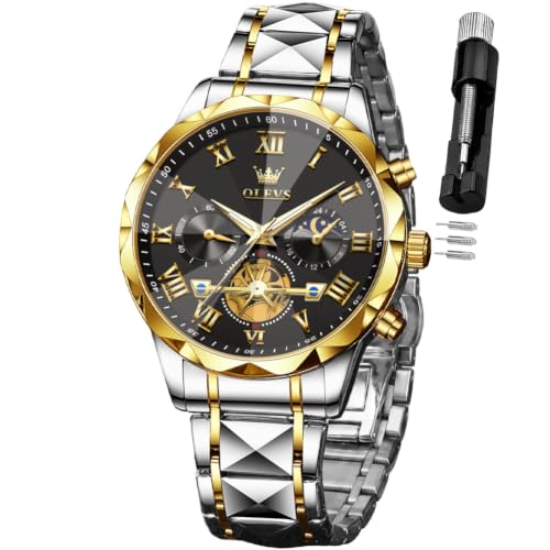Image of OLEVS Watches for Men Chronograph Business Dress Large Face Mens Wristwatch | Stainless Steel Strap, Luminous, 30M Waterproof, Multifunction,Watch Gift for Men