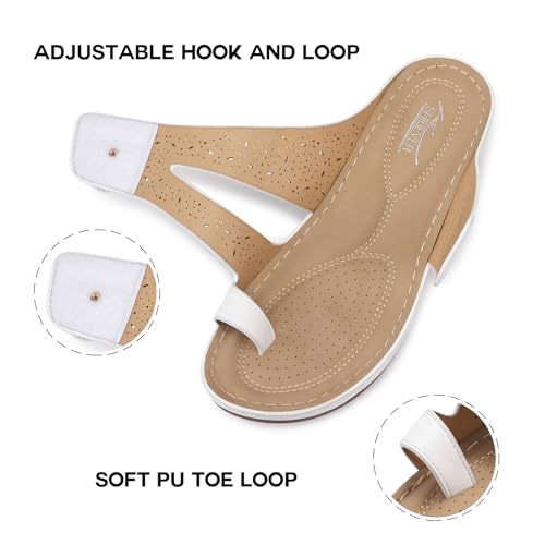 SHIBEVER Wedge Sandals for Women Dressy: Comfortable Sandals for Women - Summer Casual Walking Slip On Split Toe Wedge4