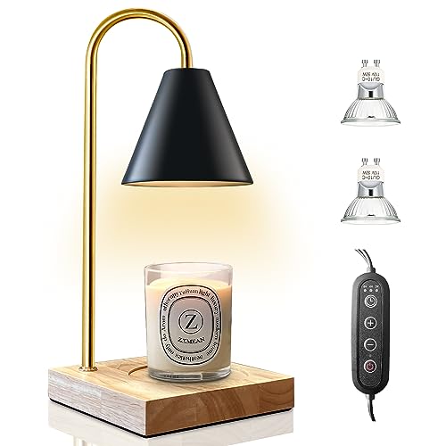ZXMEAN Candle Warmer Lamp with Dimmer, 2/4/8H Timer for Jar Candles, Home Decor, 2 Bulbs (Black)