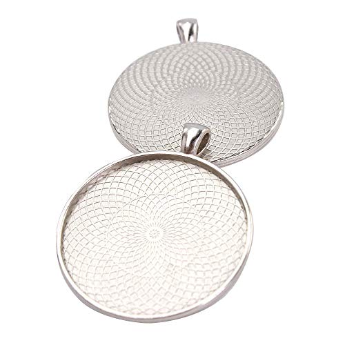 10pcs 40mm Round Cabochon Pendant Blank Base Settings Antique Silver Jewelry Bezel Blanks For Necklace DIY Making Supplies