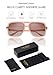 OUWEN Fashion Y2K Big Polarized Sunglasses Flat Top Golden Frame for Women & Men Milky Pink OW2237D