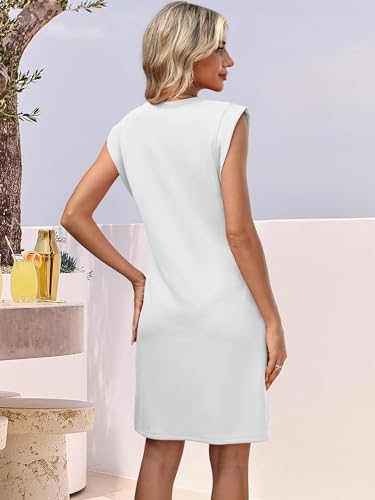 Image of ANRABESS V Neck Sleeveless Dress for Women | Mini Split Sundress, Business Casual Beach Vacation, 2026 Summer Outfits with Pockets