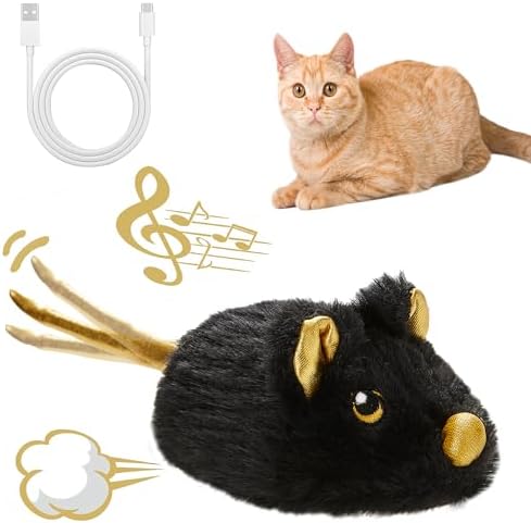 Vealind Juguete Eléctrico para Gatos, Ratón de Juego con Movimien...
