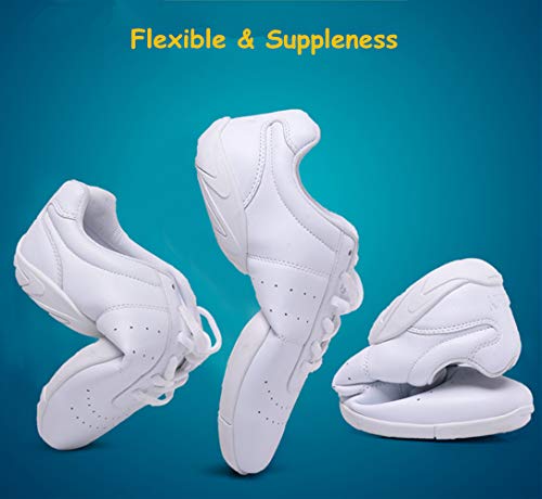 DADAWEN Adult & Youth White Cheerleading Shoes Sport Training Tennis Sneakers Competition Cheer Shoes2