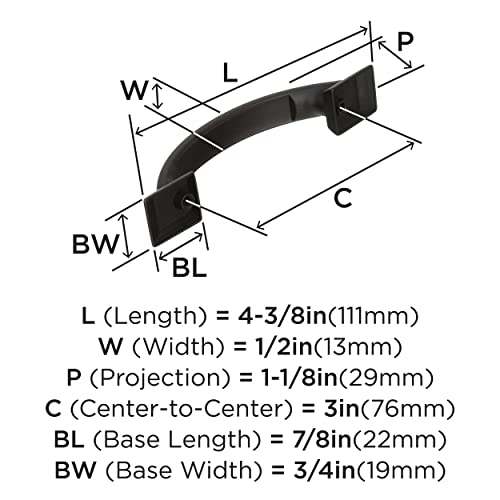 Image of Amerock | Cabinet Pull | Oil Rubbed Bronze | 3 inch (76 mm) Center to Center | Candler | 10 Pack | Drawer Pull | Drawer Handle | Cabinet Hardware