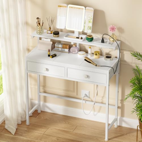 Small Vanity Desk with Rotating Mirror