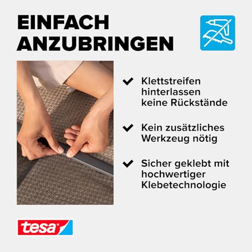 tesa Insect Stop Lamellentür STANDARD Fliegenvorhang - 4-teiliger Insektenschutz Vorhang - Moskitonetz für Türen - ohne Bohren, mit Klettverschluss - 120 x 250 cm - anthrazit