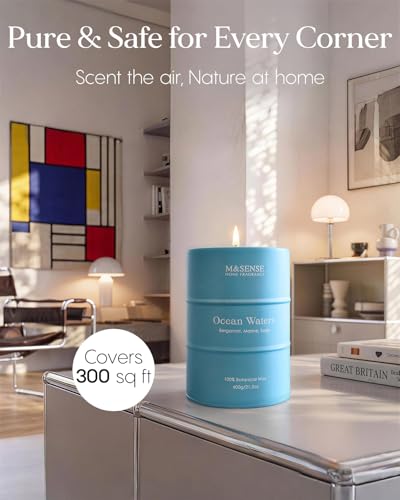 Image of M&SENSE Ocean Waters Scented Candles Large Beach Candle, Summer Soy Candles 21.2oz 120 Hour Slow Burning,Aromatherapy Candle for Stress Relief Meditation Relaxing
