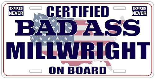 Certified Badass Millwright On Board | Funny Personalized Career Gag Gift Idea Novelty Metal License Plate Tag image 2