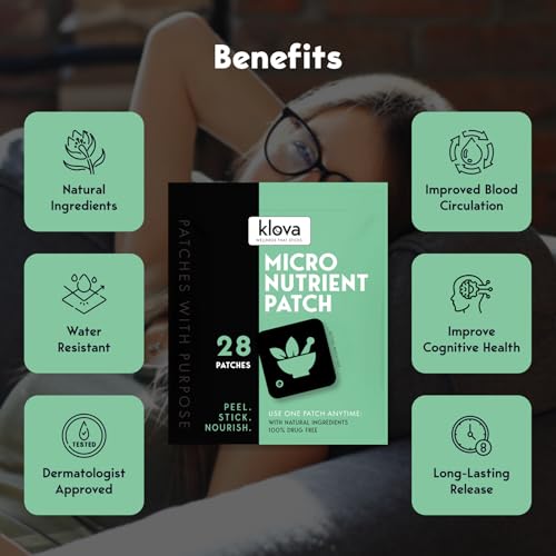 Image of Klova Micronutrient Patches for Energy & Relaxation | Easy-Apply, Time-Release Formula with Herbal Extracts