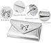 MUDUO Metal Bow Women Clutch Purse Fashion PU leather handbag/shoulder bag for Wedding Party (Silver)