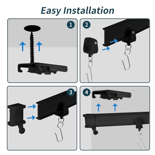 JIHXYER Flexible Bendable Ceiling Curtain Track, 9.8ft (3m) PVC, Metal, Plastic & Stainless Steel, Black, Ceiling Mounted by JIHXYER - Image 5