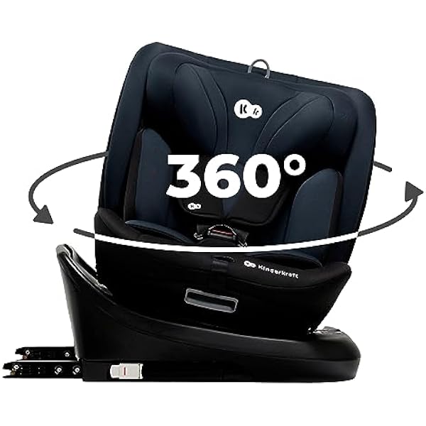 Kinderkraft I-GROW Fotelik dziecięcy i-Size, 40-150cm, Fotelik na bazie, Obracany 360 stopni, Regulowany, Isofix, Miękkie siedzisko, RWF, FWF, Grupa 0+/1/2/3 0-36 kg, do 12 lat, Czarny