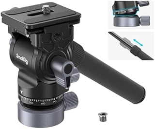 SMALLRIG Głowica wideo ze statywem Fluid z podstawą poziomującą, płytką szybkiego uwalniania dla Arca Swiss i regulowanym uchwytem, obciążenie do 8,8 funta / 4kg - 4170