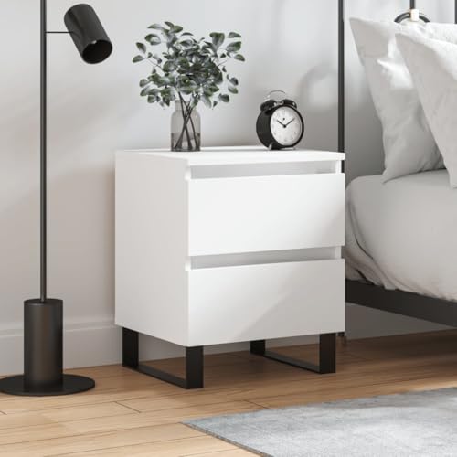 Table de chevet en bois d'ingénierie blanc structure robuste et stable