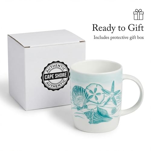 Taza Cape Shore New Bone China 14 oz con conchas miniatura 6