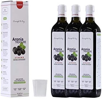 [Aronia Treasure] 100% Siberian aronia berry shots | Antioxidant shots for sports recovery, heart health, immunity| Manage blood pressure, diabetes, inflammation | Gluten free superfood juice [3 Pack]