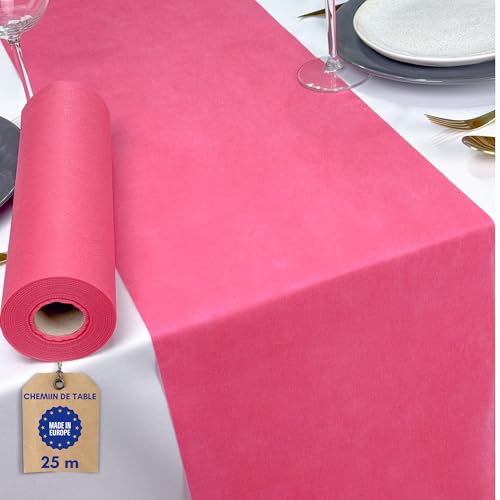 NATUARTE, Chemin de Table Rose Fuchsia, Rouleau de Feutre de 25 mètres x 30 centimètres, Décoration de Table, Tissu Décoration Mariage, Baptêmes, Communions, Anniversaires, Couleur Rose Fuchsia