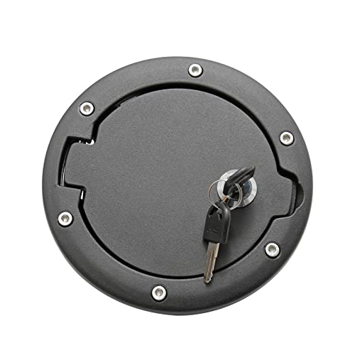 CADUFUELLY Fuel Tank Filler Cap, Fuel Filler Door Locking Gas Tank Cover, Fuel Filler Door Lock Fuel Cap with keys Replacement for Jeep Wrangler JK Unlimited Rubicon Sahara 2007-2018