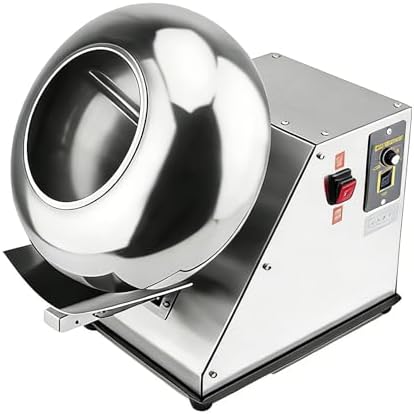 Adjustable Speed Small Electric Coater, 1000W, 3-6KG/H, Stainless Steel Pot for Chocolate Coating & Ball Making, Constant Temperature Drying Machine