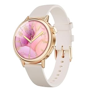 TOOBUR Petite Smart Watch for Women Small Wrist, 37 mm AMOLED Smartwatch, Compatible with Android & iOS, Fitness Tracker with Step/Sleep/HR Monitor, Elegantly Boxed, Pretty Gift for Women, Beige