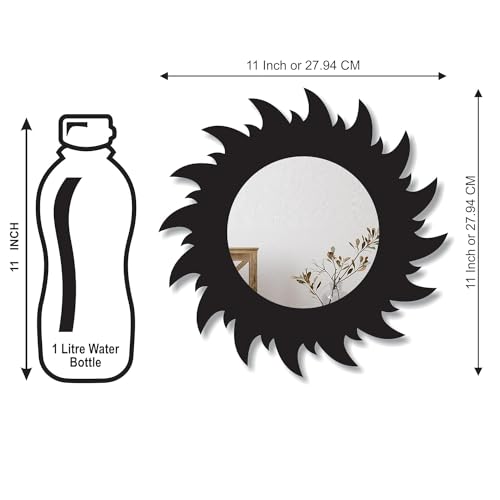 Image of Creative Arts n Frames 11 inch Set of 3 Round Wall Decor Hand Crafted Wooden HD Wall Mirror Panel for Living Room Bedroom Lobby Modern Wall Decor Home Decor Items (Chakra 2 Black)