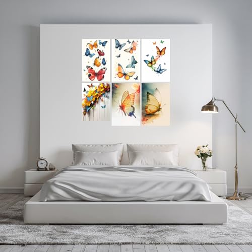 Image of SiddArtify Vibrant Butterfly Watercolor Art Print Set - 300GSM Board - 8x12 Inch - Pack of 6 Wall Room Decoration art Poster Prints