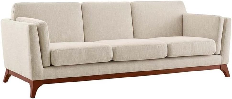 Modway Chance Mid-Century Modern Upholstered Fabric Sofa In White