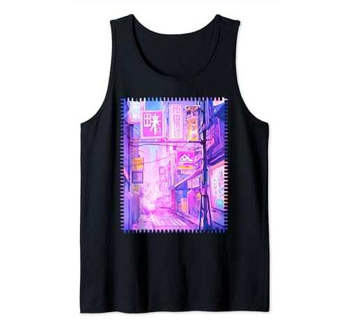 Japón City Pop Retro Anime Vaporwave Kawaii Estética Camiseta sin Mangas