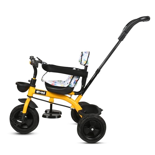 Image of Tricycle 1 Years to 5 Years with Removable Safety Guard and Parental Control Back Side Push Handle with Rubber Tyre for Kid's CR07 (Yellow)